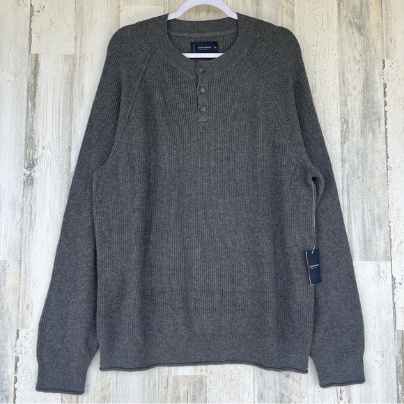 Lucky Brand Men’s Gray Crewneck Sweater Top Size‎ XL Cashmere Blend Knit